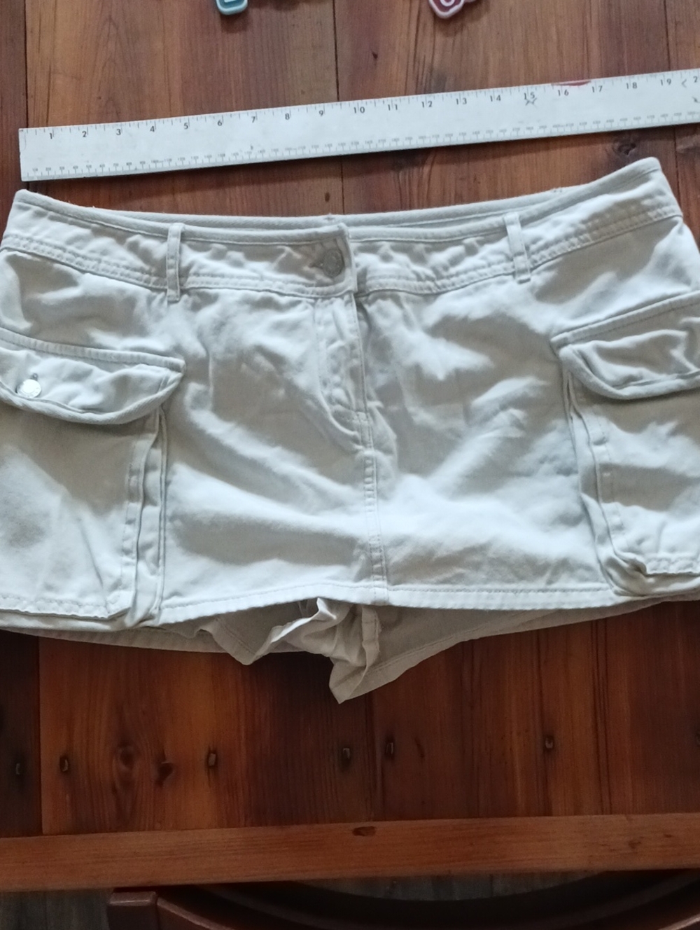 Garage Cream Cargo Skort with Front Flap Pockets